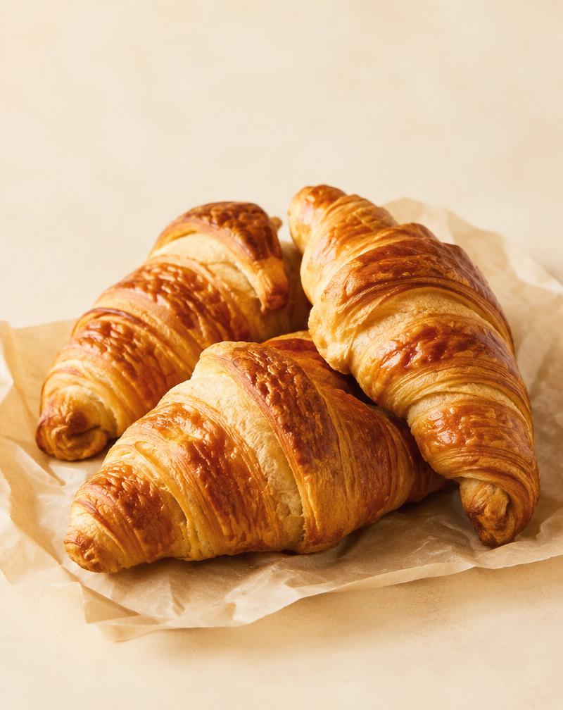 Goudbruine croissants op bakpapier